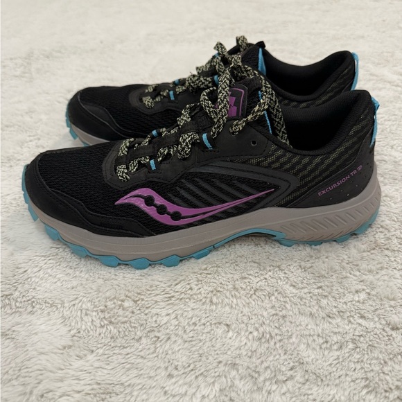 Saucony Womens Excursion Tr15 Trail Running Shoe 8.5 Black/Raz/Lime - Picture 1 of 6
